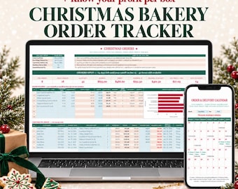 Strumento per il monitoraggio degli ordini di prodotti da forno natalizi, la gestione delle prenotazioni di scatole di biscotti per le feste e il calcolo dei profitti per Fogli Google ed Excel.