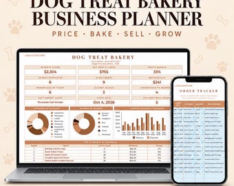Dog Treat Bakery Business Planner | Pet Treat Pricing, Orders, Allergy Alerts (Google Sheets/Excel)