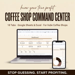 Coffee Shop Spreadsheet | Drink Cost Calculator, Pricing Guide, Business Planner | Google Sheets & Excel