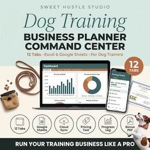 Affärsplanerare för hundträning | Kundspårning, priskalkylator (Excel, Google Sheets)