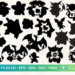 Pokemon Evolution Mega Svg Bundle, Pokemon SIlhouette, Pokemone Svg, Pokemon Family Gift, Pokemon Ash Svg, Pokemon Svg, Pikachu Shirt Png