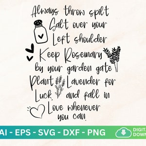 Practical Magic Svg, Salt Rosemary Lavender Love Svg, Always Throw Salt Over Your Left Shoulder Svg Png, Practical Magic Sign, Witch Kitchen