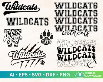 Wildcats Svg Bundle, Wildcats Shirt, Wildcat Png, Wildcat Basketball, Wildcat Red and Black, Wildcat School Spirit, Wildcat School Mascot