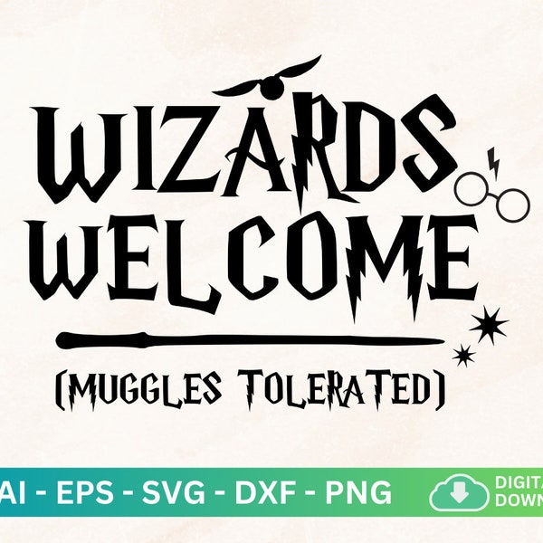 Wizards Welcome Muggles Tolerated Svg, Wizards Welcome Doormat, Hp Svg Laser Cut File, Wizard Svg, Witch Wizard Doormat, Magician Svg Cricut