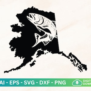Pesca De Salmão Do Alasca, Amante De Pesca Svg, Cena Do Estado Do Alasca Svg Png, Clipart De Salmão, Mapa Do Alasca Svg, Vintage Alasca Png, Arte De Salmão Do Alasca
