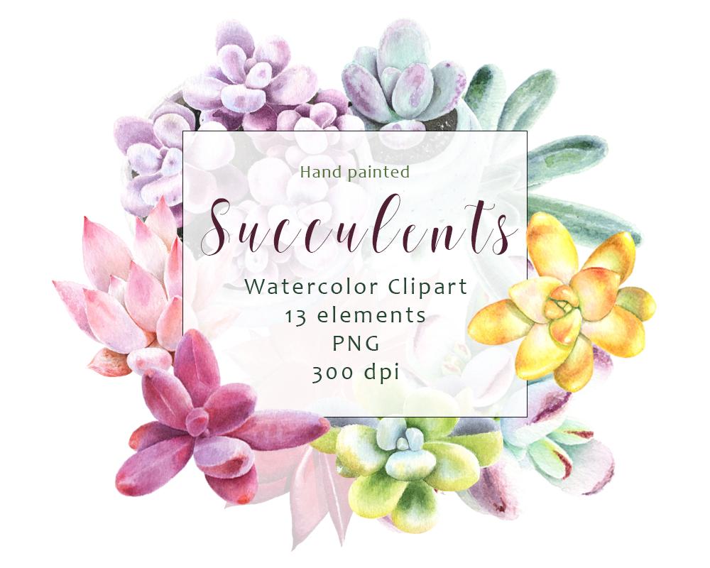 Watercolor Succulents Clipart PNG Hand Painted Watercolor Botanical ...