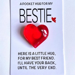 Bestie Pocket Hug Gorgeous Big Red Heart Pocket HUG Birthday gift for friend and more cute pocket hug small gift always with you Pocket hug