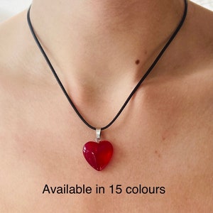 Necklace Heart Charm Necklace Crystal Pendant  Necklace Wax Cord Necklace Heart I Love You Gift For Her Birthday Gift Anniversary Gift
