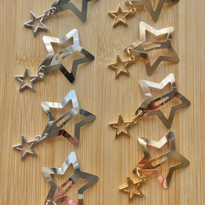 Juego de pinzas para el cabello con forma de estrella, pasadores plateados con forma de estrella, accesorios minimalistas para el cabello, lindos pasadores para el cabello con forma de estrella (paquete de 2, 3 o 4).