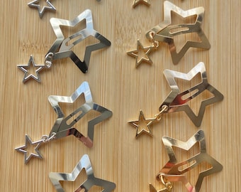 Star Hair Clips Set, Silver Star Barrettes, Minimalist Hair Accessories, Cute Star Hair Pins Pack of 2 3 4