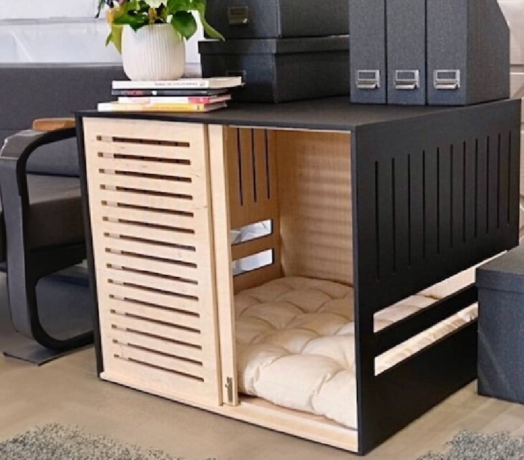 Fresh Look at Modern Dog Crate With Wooden Sliding Door With A Latch