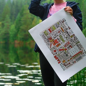 Póster A2 con los 100 verbos noruegos más comunes con letras escritas a mano | Idea de regalo de decoración de pared educativa para profesores/estudiantes