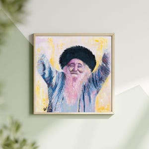 Jewish oil painting full of joy and faith Rabbi Israel Dov Odesser -Breslev- Stretched Canvas Print