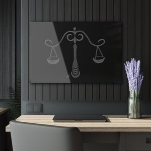 Parshat  Shoftim Calligraphy in the design of  Scales of justice - print of original art on Perspex