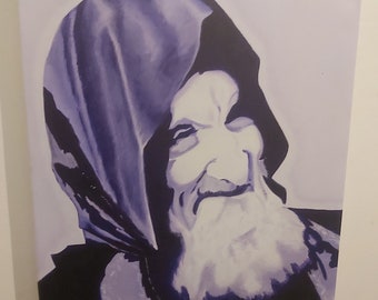 Baba sali print of original painting , Rolled Canvas