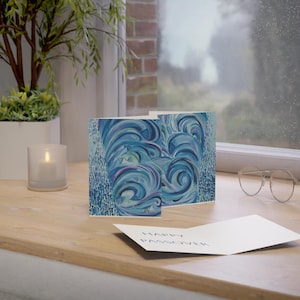 Juego de tarjetas de felicitación "Cruzando el mar" / Tarjetas decoradas para Pésaj / Feliz Pésaj