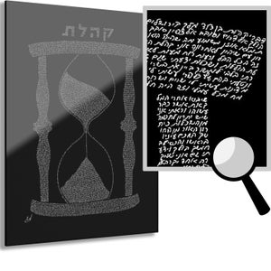 Ecclesiastes Calligraphy in the design of  hourglass - print of original art on Perspex