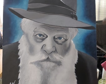 The Lubavitcher Rebbe print of original painting , Rolled Canvas