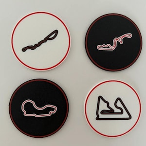 Formula 1 Track Coasters Set – 3D Printed F1 Race Circuit Coasters