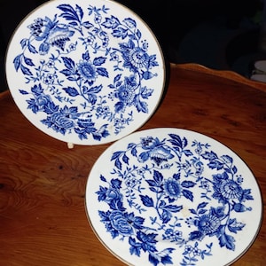Wunderschöner Wedgwood Sammlerteller in Blau und Weiß mit Blumenmuster. 2er-Set.