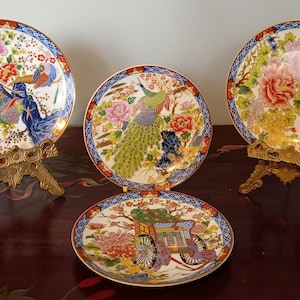 Vintage Japanese Porcelain Imari Plate Pheasants Floral Eiwa. Price for one plate.