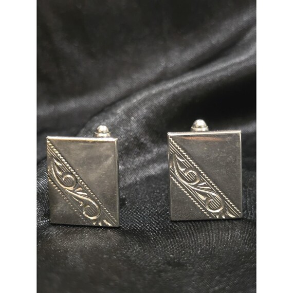 Vintage Shields rectangular cufflinks in a silver… - image 1