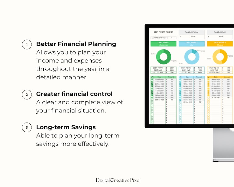 Better Financial Planning :allows you to plan your income and expenses throughout the year in a detailed manner.
Greater financial control :a clear and complete view of your financial situation.
Long-term Savings.