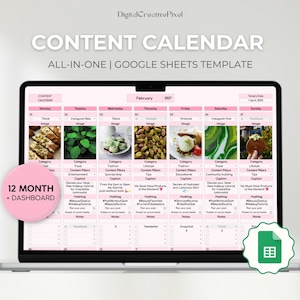 Content Calendar for Google Sheets, Social Media Content Planner, 2025 Monthly Spreadsheets Template