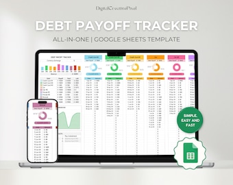 Debt Payoff Tracker for Google Sheets, Debt Snowball Spreadsheet, Money Budget Planner, Goal Tracker, Financial Planner