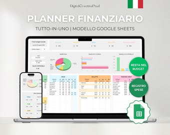 Budget Mensile per Google Sheets Italiano, Planner Finanze Personale, Tracker Spese, Entrate, Monitoraggio Risparmi, Rimborso Debiti