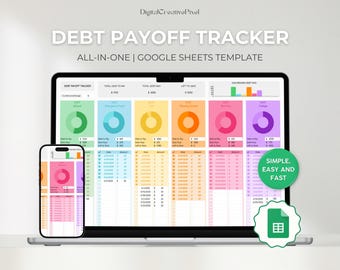 Debt Payoff Tracker for Google Sheets, Debt Snowball Spreadsheet, Money Budget Planner, Goal Tracker, Financial Planner