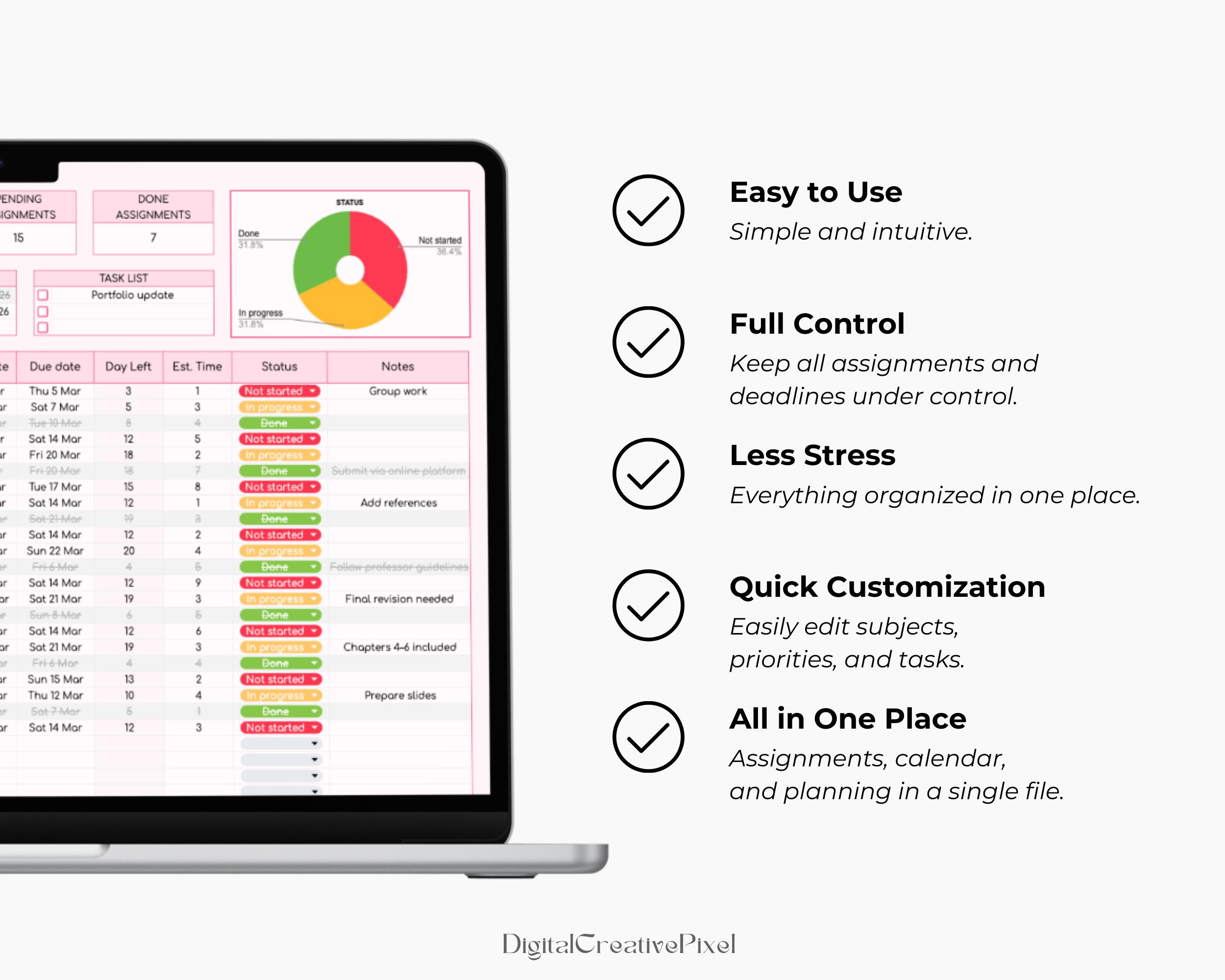 Assignment Tracker, Google Sheets Template, School Spreadsheet, Student ...
