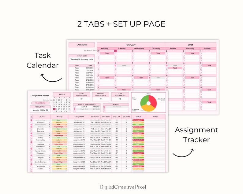 Assignment Tracker for Google Sheets, Clear Button, School Spreadsheet ...
