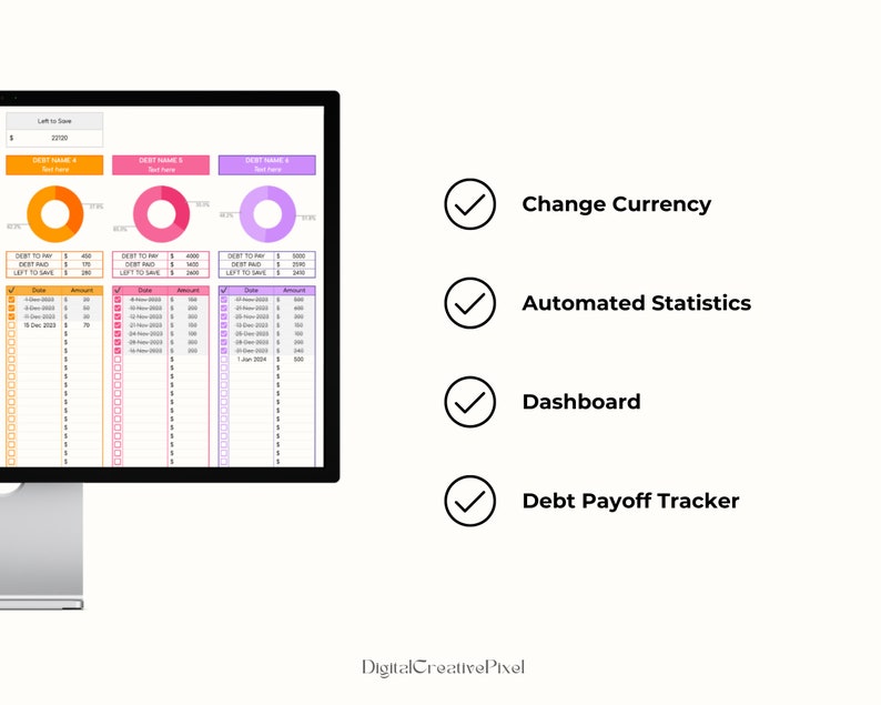Advantage: Change Currency, Automated Statistics, Dashboard and Debt Payoff Tracker.