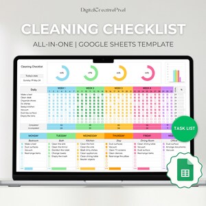 Schoonmaakschema, Google Spreadsheets, Takenlijst, Maandplanner, Checklist, Takenschema, Spreadsheetsjabloon