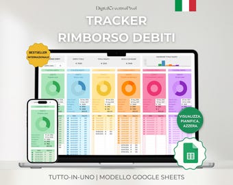 Tracker Rimborso Debiti per Google Sheets – Planner Finanze Personali, Budget e Obiettivi