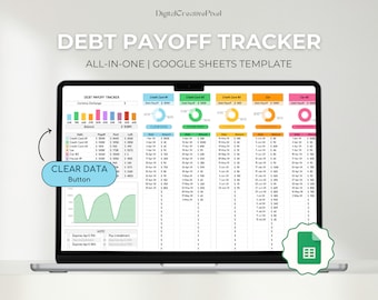 Debt Payoff Tracker for Google Sheets, Debt Snowball Spreadsheet, Money Budget Planner, Goal Tracker, Financial Planner