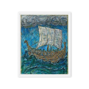 Wikinger Schiff auf See Leinwanddruck