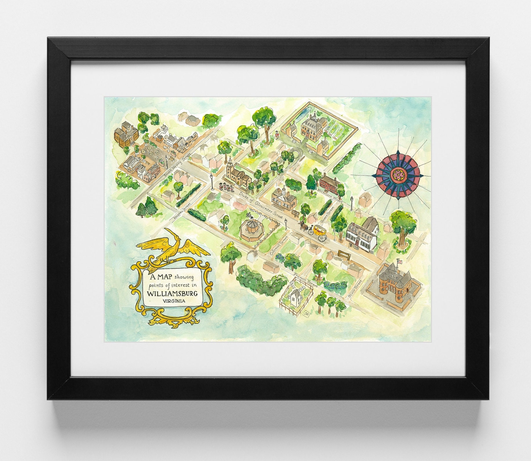 Hand Drawn Map of Colonial Williamsburg - Etsy