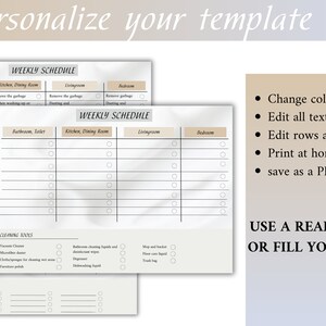 Editable Cleaning Planner