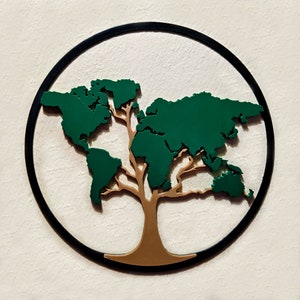 Arte de pared del árbol de la vida del mapa mundial de la Tierra