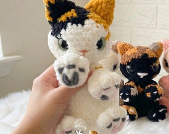 Katze Snuggler häkeln - Fertiges Produkt, handgemachtes Kätzchen Plüsch Lovey, weiche Baumwolle Baby Komfort Spielzeug Geschenk