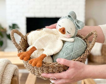Gehäkelte Gans Kuscheldecke, Gehäkelte Gans Kuscheldecke, Amigurumi Gänse Tröster, Weiches Baumwolle Kinderzimmer Geschenk