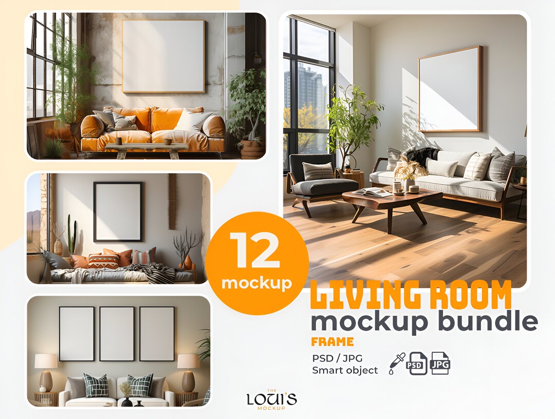 Wall Art Mockup Bundle, 12 Wall Frame Mockup Bundle, Modern Print Art Mockup Set, Poster Mockup