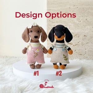 Hand Crochet Dachshund Doll, Amigurumi Wiener Dog Plush, Cotton Yarn Stuffed Animal, Nursery Decor image 2
