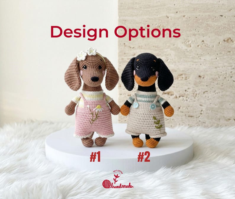 Hand Crochet Dachshund Doll, Amigurumi Wiener Dog Plush, Cotton Yarn Stuffed Animal, Nursery Decor image 2