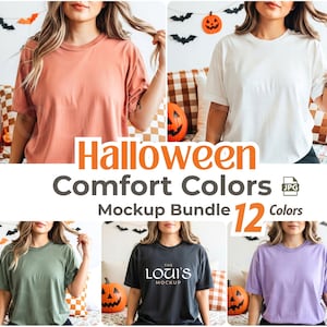 Comfort Colors Halloween Shirt Mockup Bundle | Spooky Model Colors | Trendy Fall CC1717 T-Shirt Digital Mockups | Instant JPG Model Mockup
