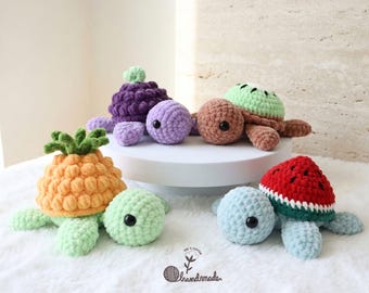 Obst Schildkröte häkeln Plüsch, handgemachte Amigurumi Schildkröte Spielzeug, süße Kawaii Schildkröte Plüschtier, Kinder Geschenk, Schreibtisch Buddy Plüschtier