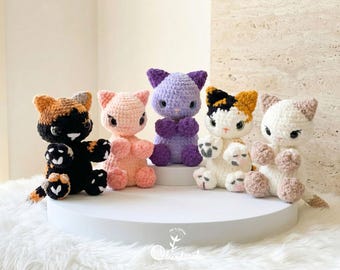 Gehäkelte Katze Snuggler Plüsch, handgemachtes Kätzchen Lovey, weiches Baumwolle Baby Komfort Spielzeug, Amigurumi Katzengeschenk