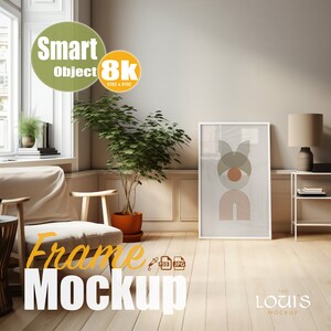 Premium Frame Mockup PSD, High Quality Mockup, Smart Object, Interior Frame mockup, Scandi Interior, Single Frame Mockup